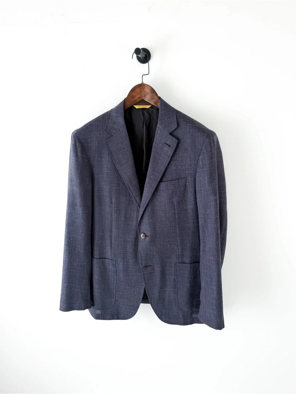 Canali Kei Dark Navy Blue Wool Silk Linen Textured Sport Coat Blazer Men's 42R